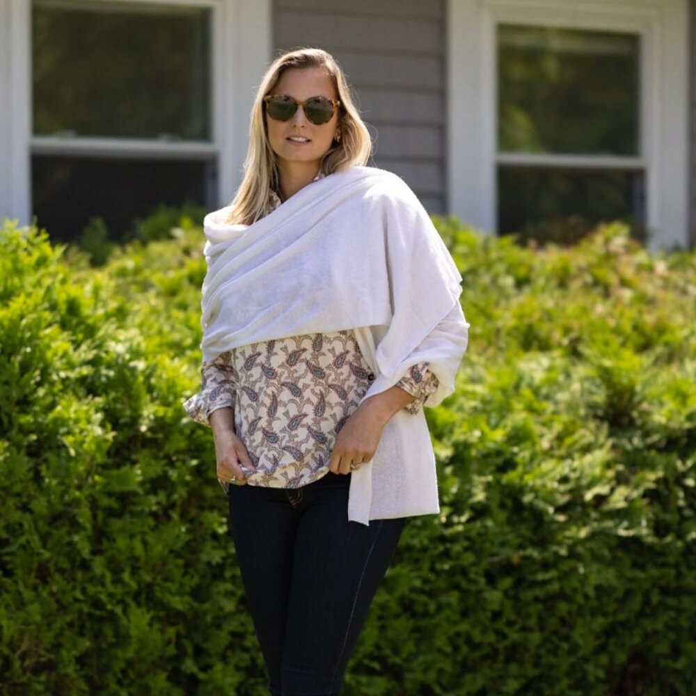 NWT Duffield Lane Ryan wrap cashmere blanket in ivory